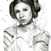 Princess Leia Portrait Carrie Fisher Art Poster