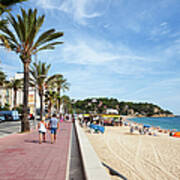 Promenade And Beach In Lloret De Mar Poster