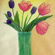 Purple And Pink Tulips Poster