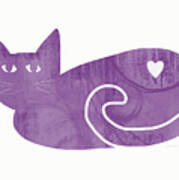 Purple Cat- Art By Linda Woods Poster