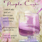 Purple Cow Mixed Cocktail Recipe Sign Poster
