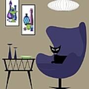 Purple Egg Chair With Gravel Art Poster