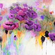 Purple Poppy Passion Painting Poster