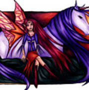 Purple Unicorn With Fairy Friend Poster