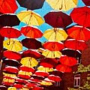Raining Umbrellas Poster