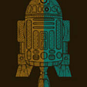 R2d2 - Star Wars Art - Brown, Blue Poster