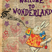 Rabbit Welcome To .. Alice In Wonderland Poster
