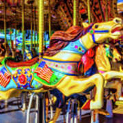Racing Carrousel Horse Poster