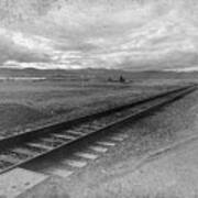 Railroad Tracks In Black And White Poster