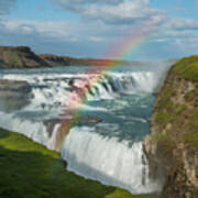 Rainbow At Gullfoss Iceland Poster