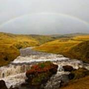 Rainbow Over Falls On Skoga River Poster
