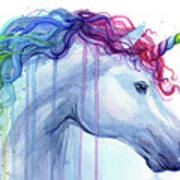 Rainbow Unicorn Watercolor Poster