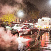 Rainy Night In Boston Ma Steamy Street Poster