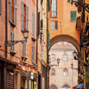 Rainy Street Scene Bologna Italy Poster