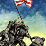 Raising The Flag On Iwo Jima Poster