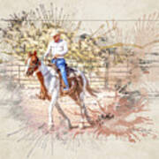 Ranch Rider Digital Art-b1 Poster