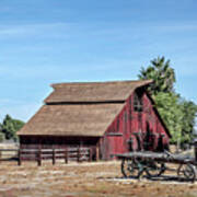 Red Barn And Wagon Poster