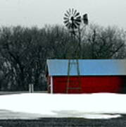 Red Barn And Windmill Poster
