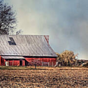 Red Barn In Late Fall Poster