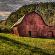 Red Barn In The Smokies Poster
