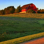 Red Barn On The Hill Poster