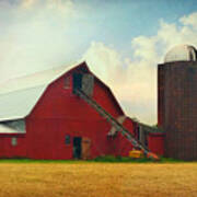 Red Barn Silo Poster