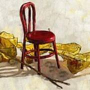 Red Chair And Yellow Leaves Poster