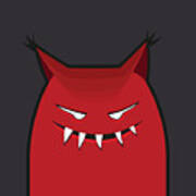 Red Evil Monster With Pointy Ears Poster