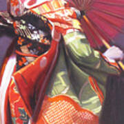 Red Geisha Girl Poster