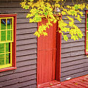 Red Mill Door In Fall Poster