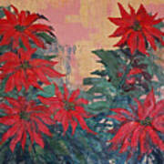Red Poinsettias By George Wood Poster