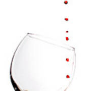 Red Wine Drops Into Wineglass Poster