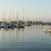 Reflecting On Yachting - Pastel Morning At The Marina Poster