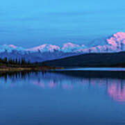 Sunset Reflections Of Denali In Wonder Lake Poster