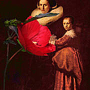 Rembrandt Susanne Van Collen And Her Daughter Anna With A Red Flower Poster