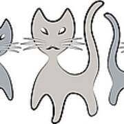 Retro Cat Graphic In Grays Poster