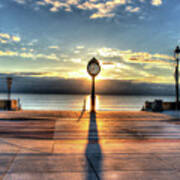 Revere Beach Clock At Sunrise Long Shadow Revere Ma Poster