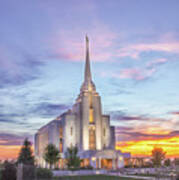 Rexburg Idaho Temple Summer Sunset Poster