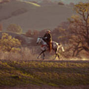 Horseback On Top Of The Hill Poster