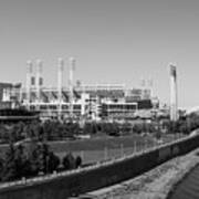 Riverfront Stadium Black And White Poster