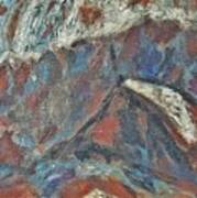 Rock Landscape Abstract  Fall Waves And Forests Swirling In The Background In Red Blue Orang Poster
