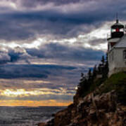 Rocky Cliffs Below Maine Lighthouse Poster
