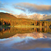 Rocky Mountain Morning Landscape Reflections On Sprague Lake Poster