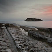 Rocky Coastline And Beautiful Sunset Poster