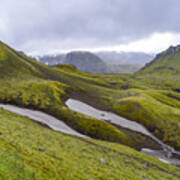 Rolling Lava Flows Entering Iceland's Thorsmork Nature Reserve Poster