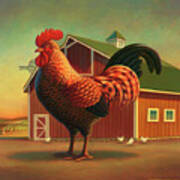 Rooster And The Barn Poster