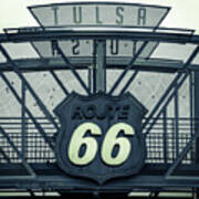 Route 66 Neon Sign - Tulsa - Mixed Tones Poster