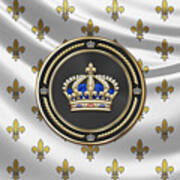 Royal Crown Of France Over Royal Standard Poster