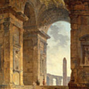 Ruins With An Obelisk In The Distance Poster