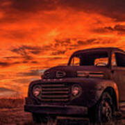 Rusty Truck Sunset Poster